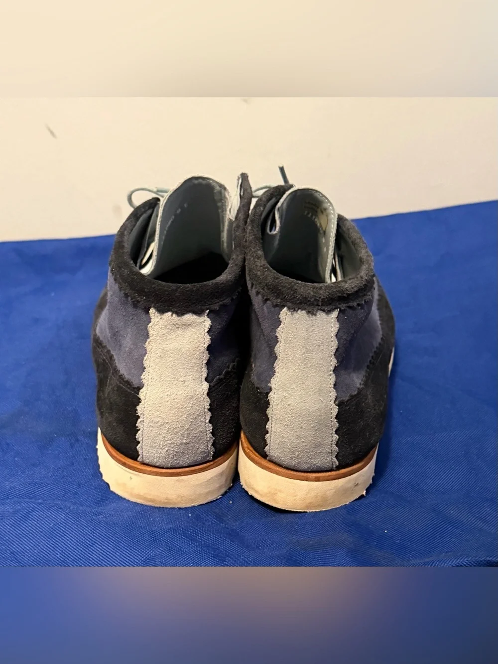 Men's Three-Tone blue 100% Suede Moc Toe Casual Shoes